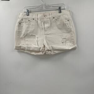 Madewell Distressed white patchwork shorts